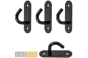 LNSYSNS Gancho Techo, 4 Piezas Negro Inoxidable Gancho, Resistentes Ganchos Techo con Tornillos, para Pequeños Ventiladores de Techo, Accesorios para Barcos