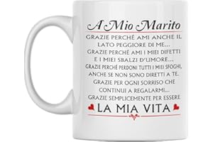 Vulfire Marito Tazza Regalo uomo compleanno Idea originale Idee Regali per lui per Natale Matrimonio, Dedica speciale (A Mio Marito, Ceramica)