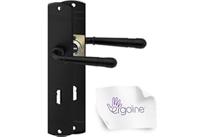 ERGO line LOFTY Schwarz Türbeschlag, Türgriff, Türklinke mit Buntbart Langschild für Zimmertüren, Drückergarnitur, Schwarz Türklinke, Türdrücker für Innentüren