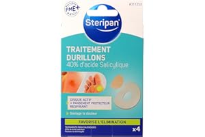 Steripan - Traitement Durillons Acide Salicylique - Pansement Dermo-Actif - Disque Actif - Pansement Protecteur - x4