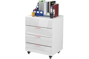 Lvhecforhm Armario Archivador Móvil para Cajonera de Oficina, Mueble con 4 Cajones y Ruedas, Blanco 50x40x66cm para Casa o Debajo de Escritorio