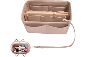 Anicy Taschenorganizer Handtaschen Organizer - Innentasche für Handtaschen, Filz Taschen Organizer Shopper mit Reißverschluss Geldbeute, Bag Organizer Multifunktionale Große Kapazität (24x13x15cm)