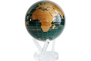 MOVA Globe – Green and Gold 11.5 cm with Base, Solar-Powered Rotating Globe, No Batteries or Cords Required, Unique Gift and Decorative Piece