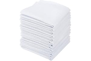 DODUOS 15 Stück Taschentücher - Herren Baumwolle Handkerchief - Weiße 40x40 cm Baumwolltaschentücher - Große Tasche - Squares Taschentücher für Herren