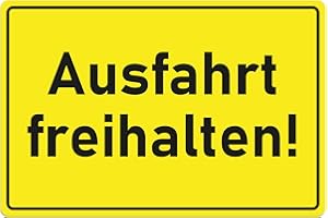 BILDERKING Schild Ausfahrt freihalten in Warngelb - 30x20cm - wetterfestes Alu-Dibond Hinweisschild Warnschild Verbotsschild in Signalgelb - kratzfest, UV-Schutz