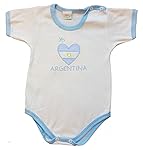 Zigozago - Body ARGENTINA con ricamo frontale 0 mesi bordo azzurro- Per la personalizzazione con nome scegliere https...