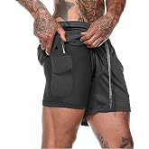 QINFEN YUNDOU Men's Shorts, 2 in 1 Running Sports Shorts, Men's Sports Running Shorts
