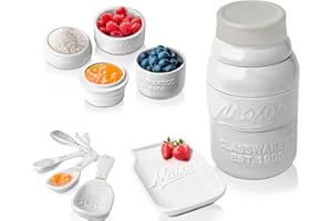 Comfify Set da Cucina Vintage Set da Cucina in Ceramica Multi Pezzi con 4 Tazze di misurazione, 4 cucchiai dosatori e Cucchiaio - Elegante Stile Vintage, in Ceramica Bianca