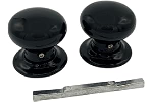 Hunta HANDLEZONE® Gloss Black Ceramic Round Door Knob - 1 Pair - Fixings Included - 60mm Diameter - Interior Use