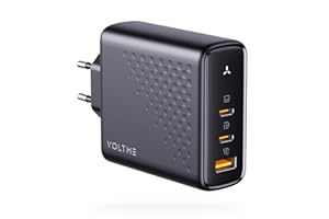 VOLTME Caricatore USB C 140W PD3.1 & PPS Alimentatore Tipo C, Caricabatterie 3-Porte GaN III Presa USB-C Rapido per Chromebook, MacBook Pro, iPad Pro, Dell XPS 13, iPhone 14/13, Galaxy, Pixel - Nero
