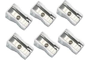 VIKSAUN Lot de 6 Taille-crayons en Métal, aille-crayons Manuel en Alliage d'Aluminium, Petit taille-crayon classique aluminium acier, Crayon à Biseauté pour Ecole, Bureau, enfants, Papeterie (6 pcs)