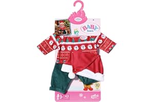 BABY born Weihnachtsoutfit, mit Weihnachtspullover, grüner Hose und Nikolausmütze für 43 cm Puppen, 830291 Zapf Creation