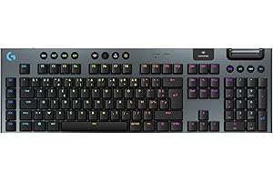 Logitech G G915 X LIGHTSPEED Clavier gaming sans fil ultra-plat, touches PBT double couche, touches entièrement programmables, switchs GL Blue Clicky, Clavier Français AZERTY - Noir