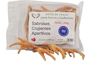 ARTISAN GIFT CO Snacks Naturales para Perros – 100% Carne Sabrosa Deshidratada, Apto para Dieta Barf (250 gr, Patas de Pollo)