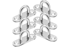 PUERHUACI Anclaje Pared,Ganchos de Techo,6 Piezas Gancho Techo,Placa de Ojo M6 Acero Inoxidable para Colgar