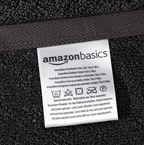 AmazonBasics Handtuch-Set, ausbleichsicher, 2 Badetücher und 4 Handtücher, Schwarz - 7