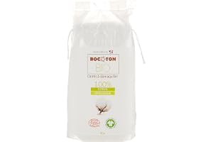 Bocoton Classic Organic Square Cotton Pads | Soft Multi-Purpose for Skin Cleansing, Baby Care & Makeup Removal, Hypoallergenic & Eco-Friendly | 40 Pads