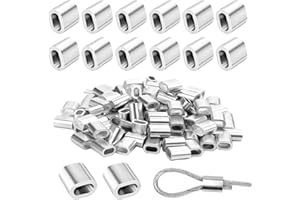 SAIJIAN 150 Pezzi Manicotto in Alluminio M4 Ghiere in Alluminio Morsetti in Alluminio Morsetto Maniche per 4 mm Corda in Acciaio Fune Cavo