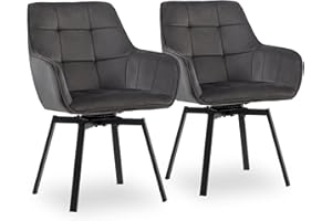 ‎CLIPOP CLIPOP Esszimmerstühle Drehbar Set mit Armlehne, Samt Polsterstuhl Gepolstert Sitz Küchenstuhl Drehstuhl Armlehnenstuhl für Esszimmer Wohnzimmer Büro (2er Set, Samt Dunkelgrau)
