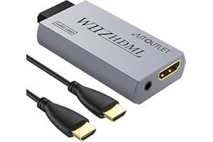 AUTOUTLET Wii to HDMI Converter Scales Wii Signal to 720P and 1080P Video Converter Adaptor HD HDTV with 3.5 MM Audio 1 M HDMI Cable Supports all Wii Display Modes Wii U Grey