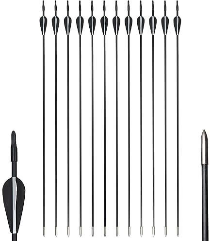 Flèches En Carbone AMEYXGS 31 Pouces - Pour Arc Recourbé & à Poulies | Spine 700 à 1000 | 6 Ou 12 Flèches | Idéal Chasse & Compétition