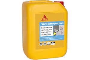SIKA - Durcisseur de surfaces, antipoussière, sur murs poreux - Sixa Fixateur pour murs, Blanc - Intérieur/Extérieur - Favorise l'adhérence des peintures et des papiers peints - 5L