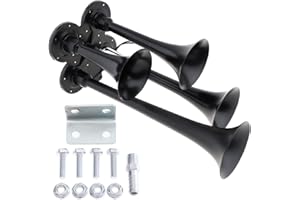 DriSentri 4 Trumpet Air Horn Train Horn 12V 178dB Super Loud Black Four Trumpet Car Air Horn for Cars Trucks Boats SUV Motorcycles Vehicles