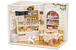 Fsolis Casa de Muñecas en Miniatura de Bricolaje con Mueble, Casa en Miniatura de Madera 3D con Cubierta Antipolvo y, Kit de Regalo Creativo de Casas para Muñecas