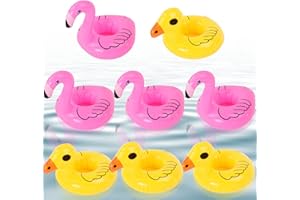 Seasboes 8 Pezzi Portabibite Gonfiabile Set, Portabicchieri Sottobicchiere Galleggianti, Portabicchieri Gonfiabili per Birra, Giocattolo da Bagno per la Piscina Bambino per Feste