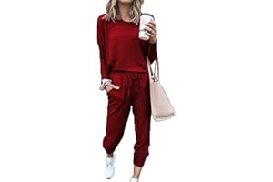 SotRong Women's 2 Piece Long Sleeve Tracksuit Loungewear Set Plus Size Crew Neck Sweatshirt and Drawstring Baggy Jogger Pant