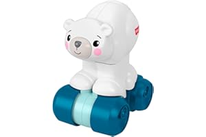 Fisher-Price Miś polarny na kółkach „Raczkuj za mną” Pojazd z motywem zwierzątka, zabawka do nauki raczkowania dla niemowląt od 9 miesiąca życia, JDL63