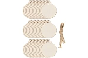 DRERIO 100 Stück Runde Holzscheiben Unvollendete Holzkreise Naturholzscheiben Holz Ornamente für Weihnachten Dekoration Handwerke Basteln Bemalen Scrapbook