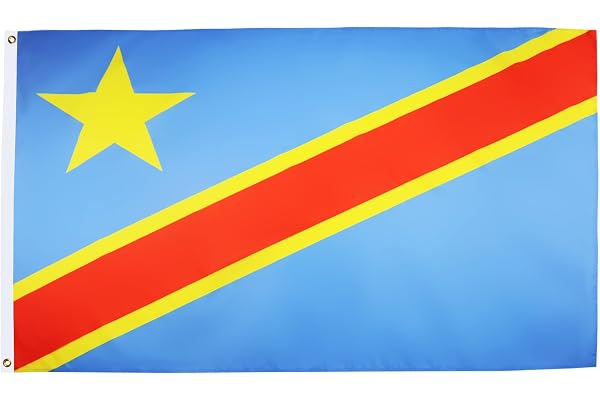 AZ FLAG - Drapeau République Démocratique du Congo - 150x90 cm - Polyester léger - Drapeau Congolais Avec Oeillets Métalliques Intégrés - 80g