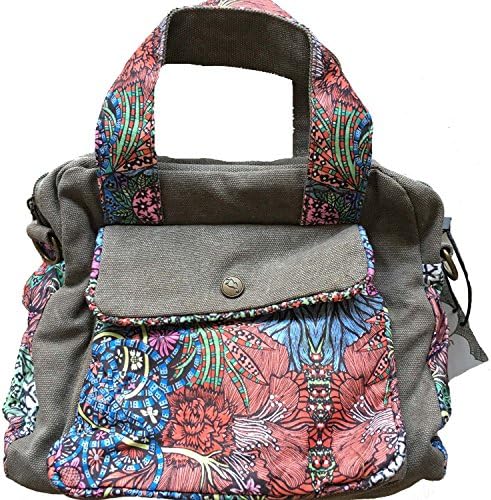 Win8Fong Women's Canvas Retro Bohemian Style Vintage Bosom Printed Chest Bag Shoulder Bag Waist Bag Travel Sports Bag Satchel Backpack (#10_Green)