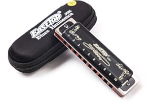 YUEKO Easttop Diatonic Blues Harmonica 10 agujeros Blues Harmonica 12 tonos negro T008K con funda, armónica más profesional para principiantes, estudiantes, adultos y jugador profesional (clave de A)