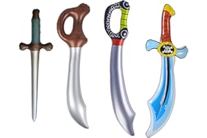 ASQZHULIWING 4pcs Gonfiabile Spada Pirata Palloncino Samurai Ninja Spada Gonfiabile Festa di Compleanno Giocattolo Ragazzi Halloween Pasqua Natale Carnevale Vestire Stage Play Cosplay