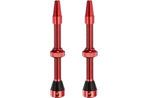 sourcing map 2pcs Tubeless Valve Stems 60mm Aluminum Alloy Tubeless Valve Super Light No Leak Durable with 4 Hole and Caps Fit Most Bicycle Tubeless Rims, Red