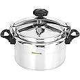 Royalford Aluminum Pressure Cooker- Equipped with Multi-Safety Device and Unique Indicato rurable Alloy Construction Firm Handles Compatible Gas Silver 7L RF11174