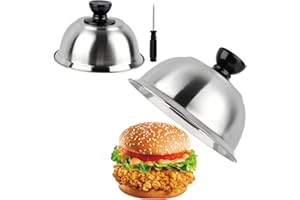 BATINO 2Pcs Cheese Melting Dome, 6.3inch Stainless Steel Small Round Basting Steaming Cover, Heavy Duty Griddle Grill Accessories for Kitchen Cooking Flat Top BBQ Indoor & Outdoor, Dishwasher Safe