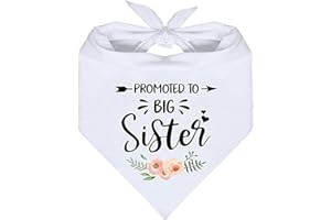 ZMUPL Promoted to Big Sister Dog Bandana, White Pet Scarf Pregnancy Announcement Dog Bandana Baby Dog Gender Revealing Photo Props Accessories