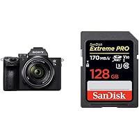 Sony Alpha ILCE-7M3K Full-Frame 24.2MP Mirrorless Digital SLR Camera with 28-70mm Zoom Lens + SanDisk 128GB Extreme Pro SDXC UHS-I Card - C10, U3, V30, 4K UHD, SD Card