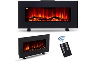 VONLUCE Electric Fireplace Heater Freestanding or Wall Mount 85cm Flame Effect Log Burner for Bedroom Living Room, 900W 1800W Log Display with Remote Thermostat Timer Colour and Brightness Settings