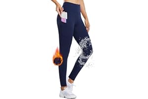 BALEAF Leggings de Sport Femmes Pantalon de Sport Taille Haute avec Poche Legging Résistant à l'eau Doublé Polaire pour Yoga Fitness Gym Pilates