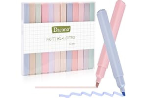 Dacono Aesthetic Highlighters, 12 PC Highlighters Assorted Colors No Bleed Dry Fast Easy to Hold, Pastel Highlighters Marker Pens for Journal Bible Planner Notes School Office Supplies