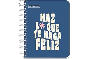 Miquelrius - Cuaderno A6, Notebook mensajes, 1 banda de color, 100 Hojas de 90 g/m², Cuadrícula de 5 mm, Sin taladros, Cubierta de cartón duro, Color azul marino