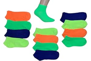 FANTASMINI BAMBINO 12 paia calze calzini corti bimbo bambino cotone colorati fluo - modello estivo fantasmino (altezza caviglia)