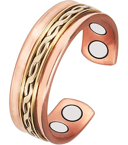 Anello Magnetico In Rame Puro 99.99% Per Donne | BioMag Con Magneti 3500 Gauss | Gioiello Regolabile A Cuore - 3