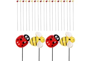 INOOMP 20pcs Garden Stake Ornaments Bee Ladybug Decorative Garden Sticks Planter Pots Yard Art Bee and Ladybug Garden Stake Ornaments