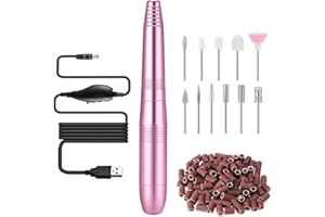 HT TOPHINON Torno para Uñas, Lima de Uñas Profesional con Taladro, 11 Tipos de Brocas de Pulido, Vlocidad Ajustable para Manicura y Pedicura Eléctrico, Potente Kit de Taladro de Uñas con 106 bandas de Lijado