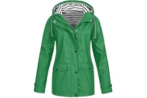 HOT1950S Hooded Raincoat Ladies Jackets Drawstring Zipper Rain Coats Hiking Cycling Windbreaker Lightweight Plus Size Waterproof Jackets Windproof Waterproof Jackets Women Sunscreen Jackets with Pockets